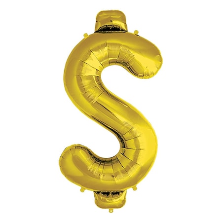 LOONBALLOON Casino Balloons, 34 inch Dollar Sign - Gold LOON-LAB-00894-01-N-P